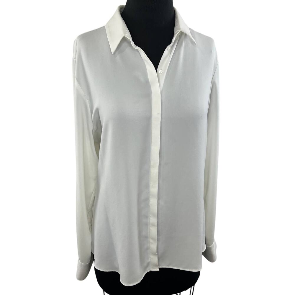 Anne Fontaine Sagane Shirt Long Sleeve Crepe Shirt French Cuff Button EU 44 US L